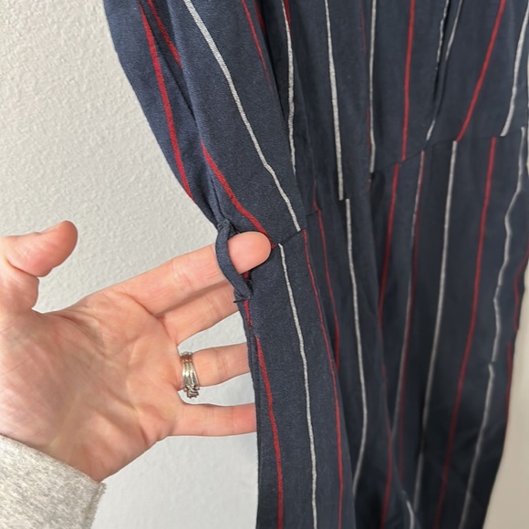 Universal Thread Sleeveless Striped Jumpsuit Navy Blue/Red/White Small - Picture 7 of 16
